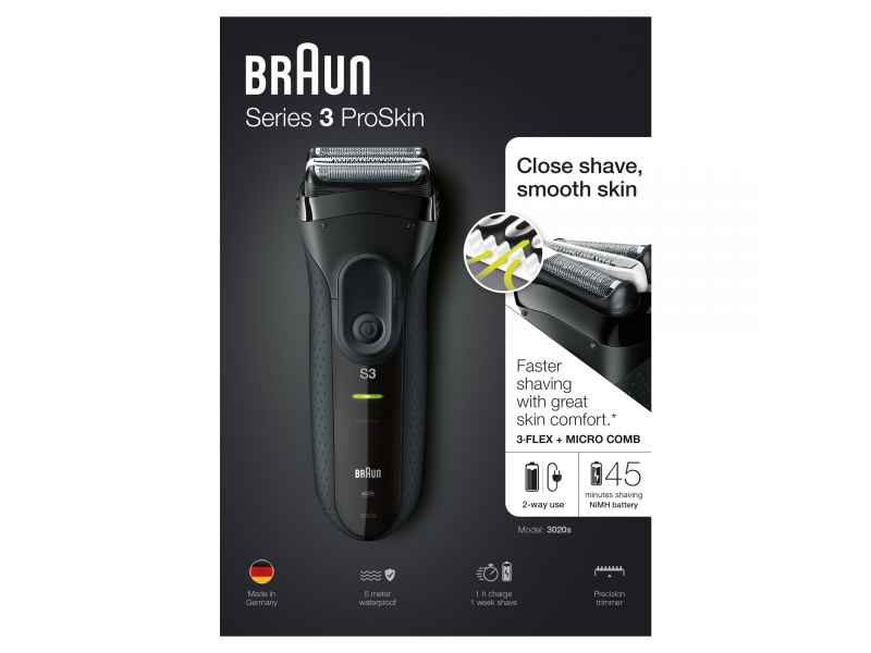 Braun Series 3 Foil shaver Trimmer Black men\'s shaver 3020s black