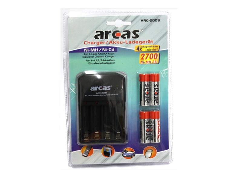 Arcas charger ARC-2009 and 4x AA batteries 2700