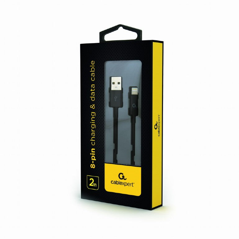 CableXpert 8-Pin charging and data cable 2 m Black CC-USB2P-AMLM-2M