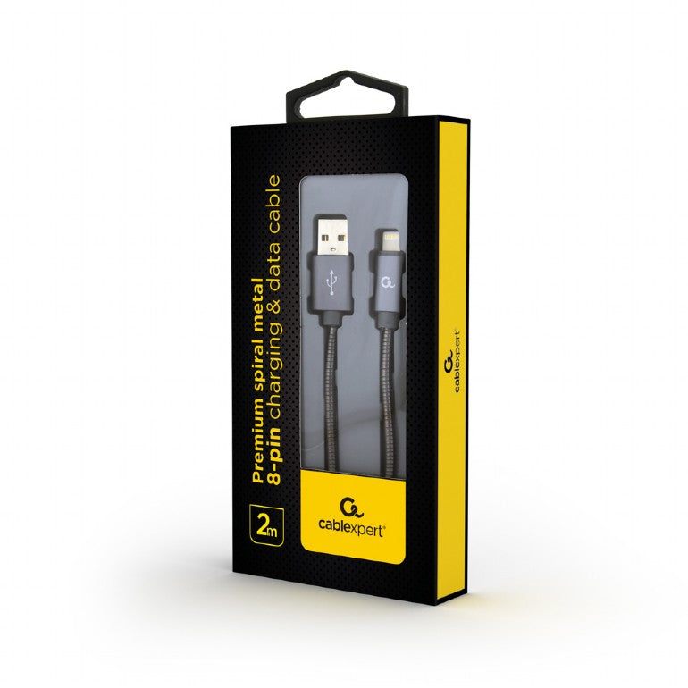 CableXpert 8-pin charging cable 2 m metallic-grey CC-USB2S-AMLM-2M-BG