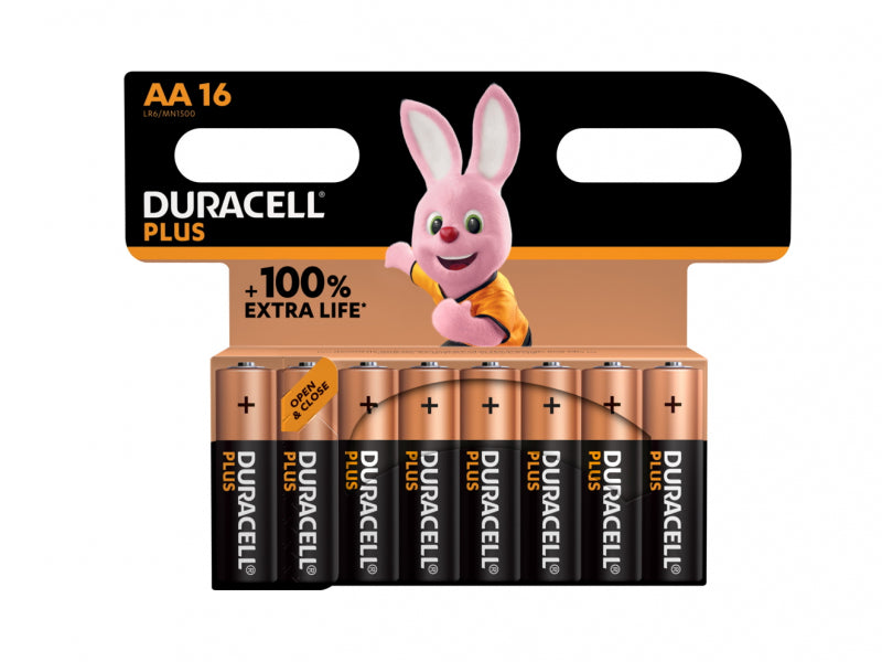 Battery Duracell Alkaline Plus Extra Life MN1500/LR06 Mignon AA (16-Pack)