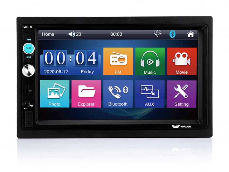 Vordon 7 Car Radio HT-877BT with AUX/Bluetooth/Rear View Camera (Black)