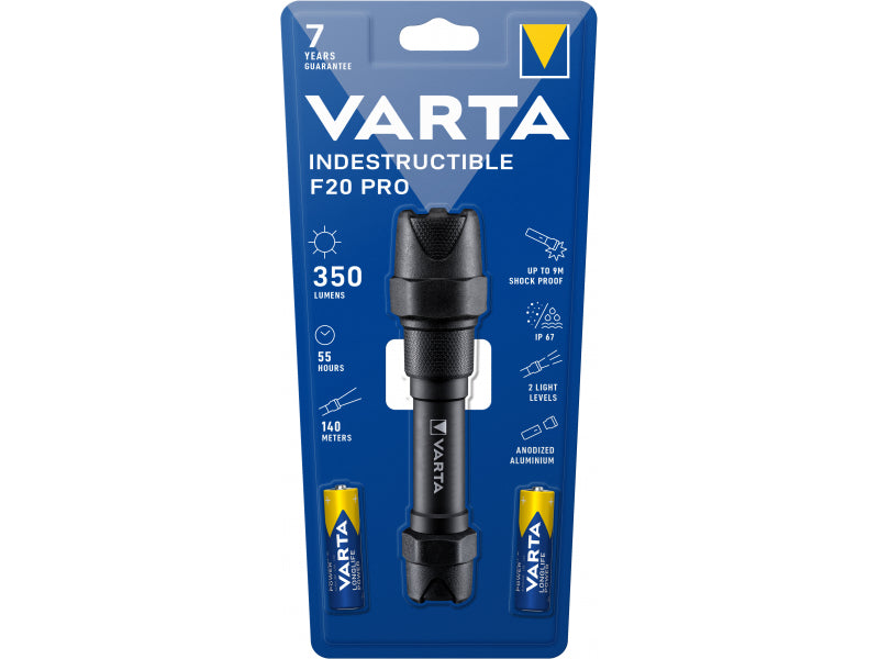 Varta LED Taschenlampe Indestructible. F20Pro inkl. 2x Batterie Alkaline AA