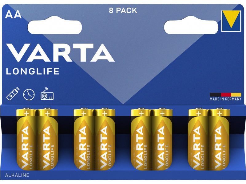 Varta Battery Alkaline. Mignon. AA. LR06. 1.5V Longlife. Blister (8-Pack)