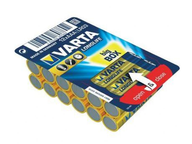 Varta Battery Alkaline. Micro. AAA. LR03. 1.5V - Longlife. Box (12-Pack)
