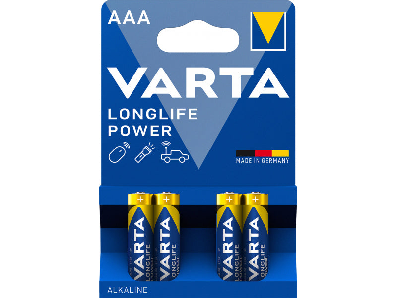 Varta Battery Alkaline. Micro. AAA. LR03. 1.5V - Longlife Power (4-Pack)
