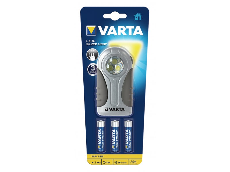 Varta LED Taschenlampe Silver Light. inkl. 3x Batterie Alkaline AAA