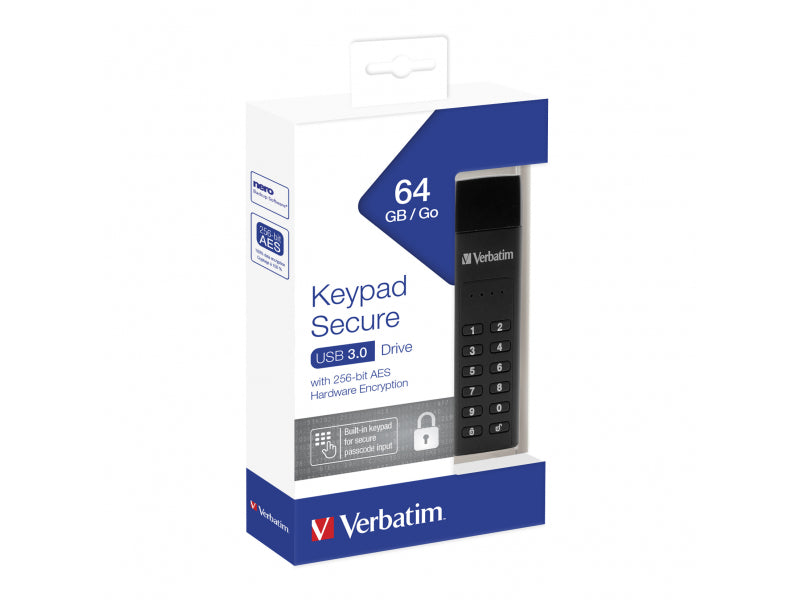 Verbatim USB 3.0 Stick 64GB. Secure. Keypad - Retail