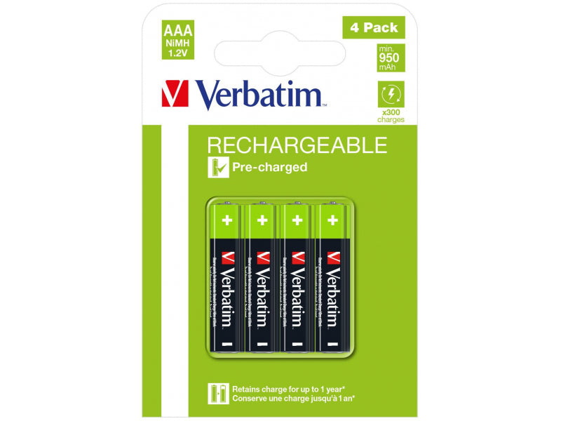 Verbatim Akku NiMH. Micro. AAA. HR03. 1.2V/1000mAh Blister (4-Pack)