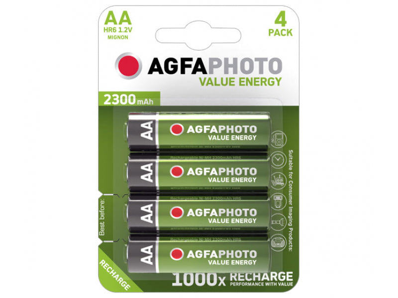 AGFAPHOTO Rechargable Battery 2300mAh Mignon AA (4-Pack)