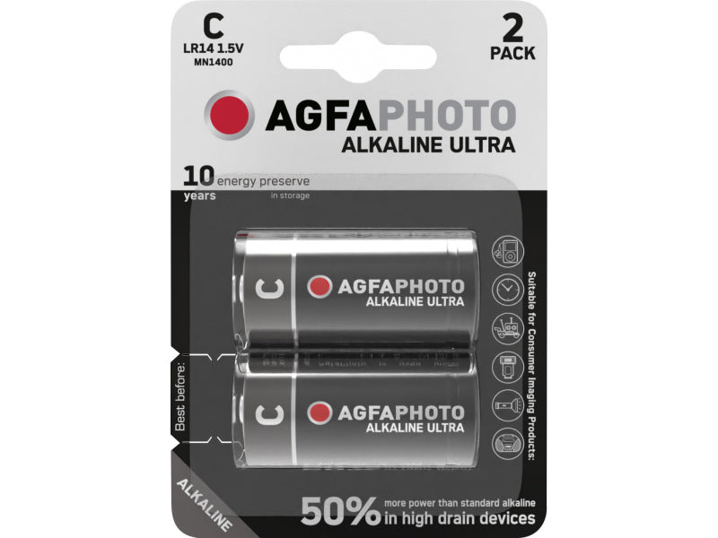 AGFAPHOTO Battery Ultra Alkaline Baby C (2-Pack)