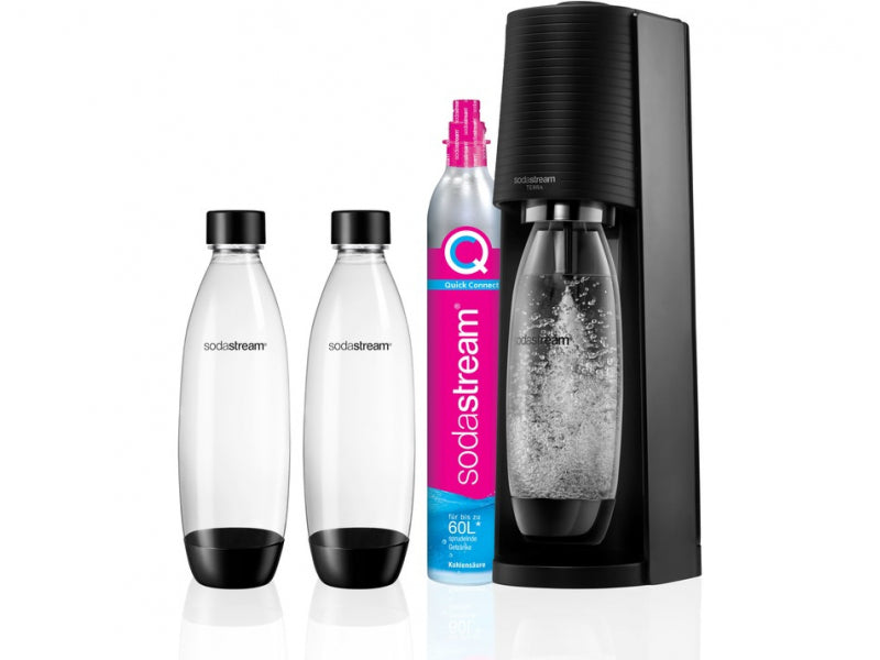 SodaStream Soda Maker Terra Valuepack QC black Schwarz incl 2 bottles