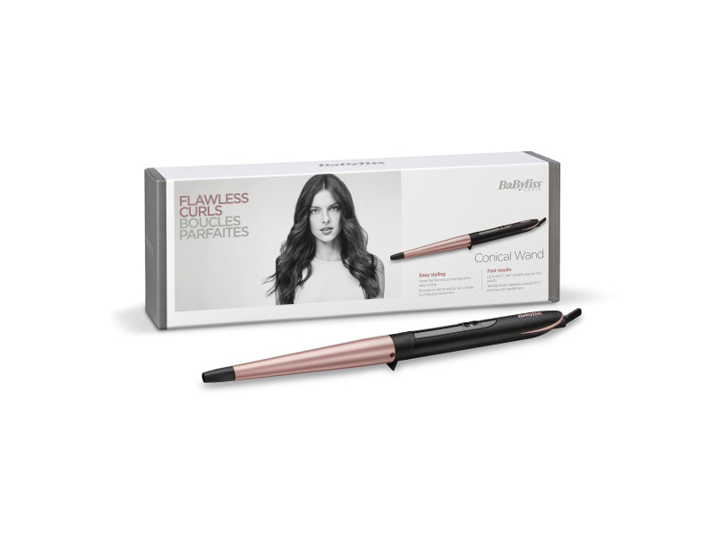BaByliss Conical Wand Curling Wand Black/Pink C454E