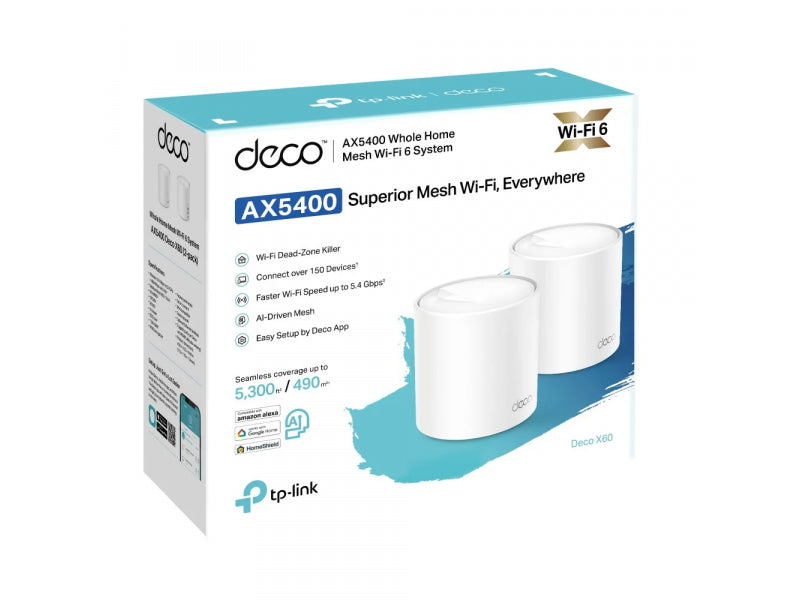 TP-LINK AX3000 Dual-Band Wi-Fi 6 Router White - Deco X60(2-pack)