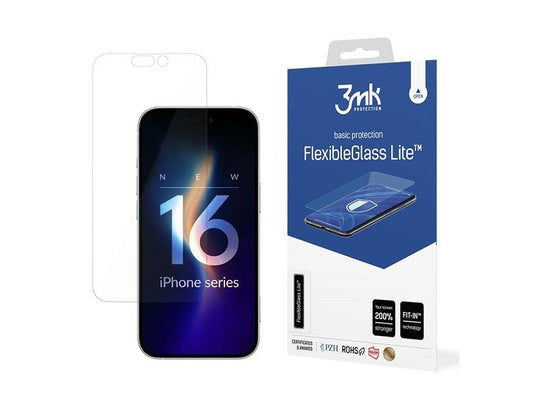 3MK FlexibleGlass Lite iPhone 16 Hybrid Glass Lite