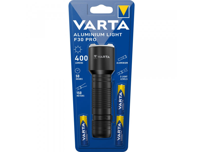 VARTA Aluminium Light F30 Pro Flashlight 400lm. incl. 3xAAA - 17608101421