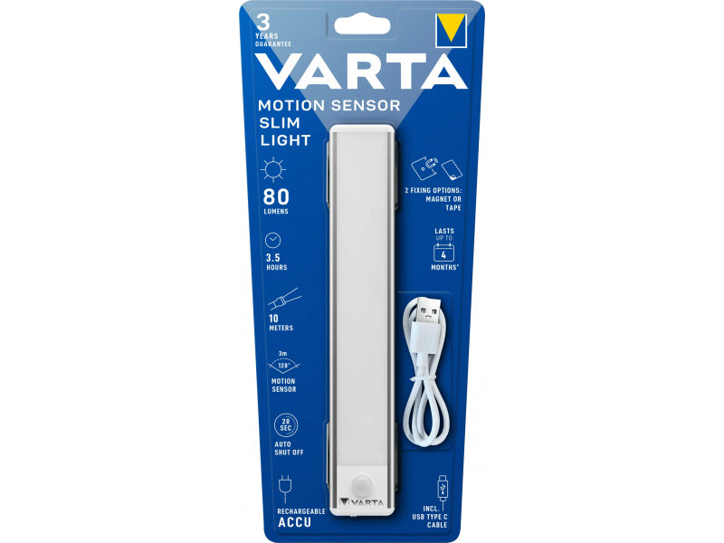VARTA Motion Sensor Slim Light 80lm Rechargeable - 17624101401