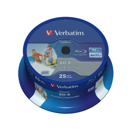 BD-R 25GB Verbatim 6x DATALIFE Inkjet white HTL 25er Cakebox 43811