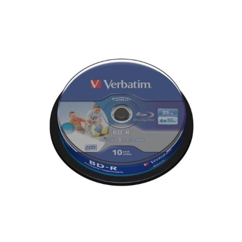 BD-R 25GB Verbatim 6x DATALIFE Inkjet white HTL 10er Cakebox 43804