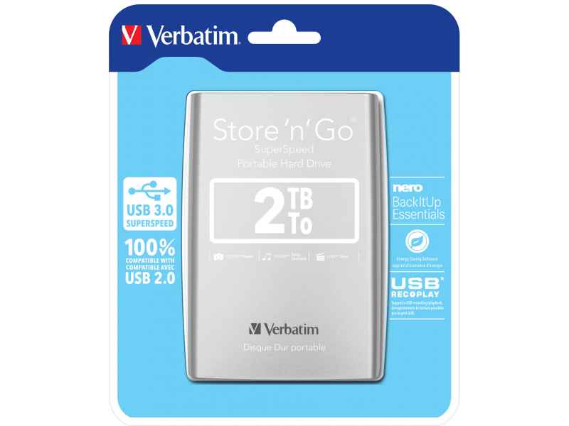 Verbatim Store n Go external hard drive 2048GB Silver 53189