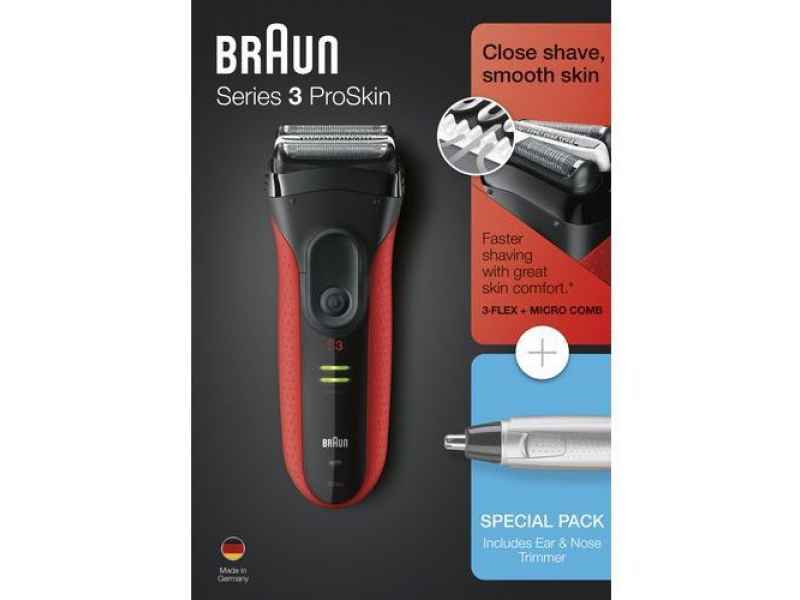Braun Series 3 3030s Shaver+Trimmer Black-Red