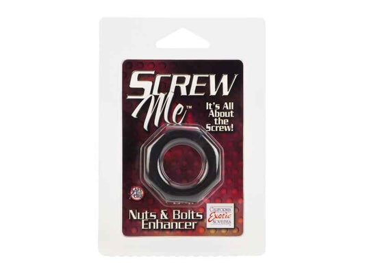 SCREW ME NUTS & BOLTS ENHANCERSINGLE COCK RING. SMOKE. 3. 8CM