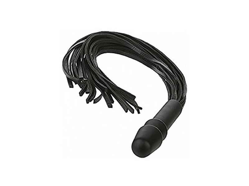 WHIP IT. VAC-U-LOCK. LEDER PEITSCHE MIT PLUG. SCHWARZ. 37. 5CM