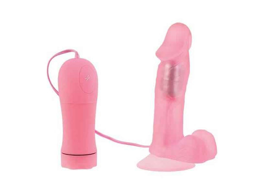 SILIKON TRAVEL BUDDY. COCK MIT SAUGFUSS. VIBRO. PINK. 12. 7CM