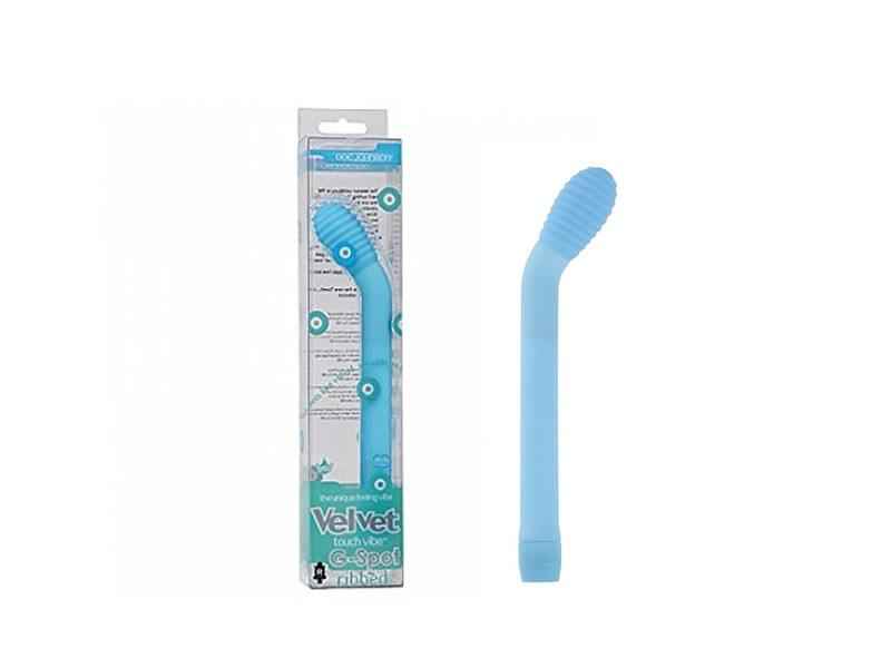 VELVET TOUCH G-SPOT VIBE. WASSERFEST. RIBBED. BLAU. 15. 8CM