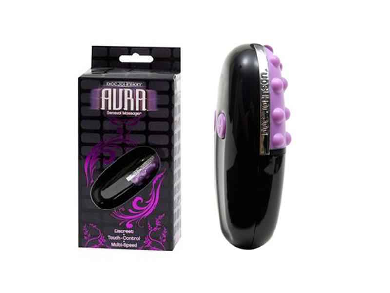 AURA MASSAGER. VIBRO. MIT BATTERIEN. SCHWARZ/LILA. 8. 5 X 4. 3CM