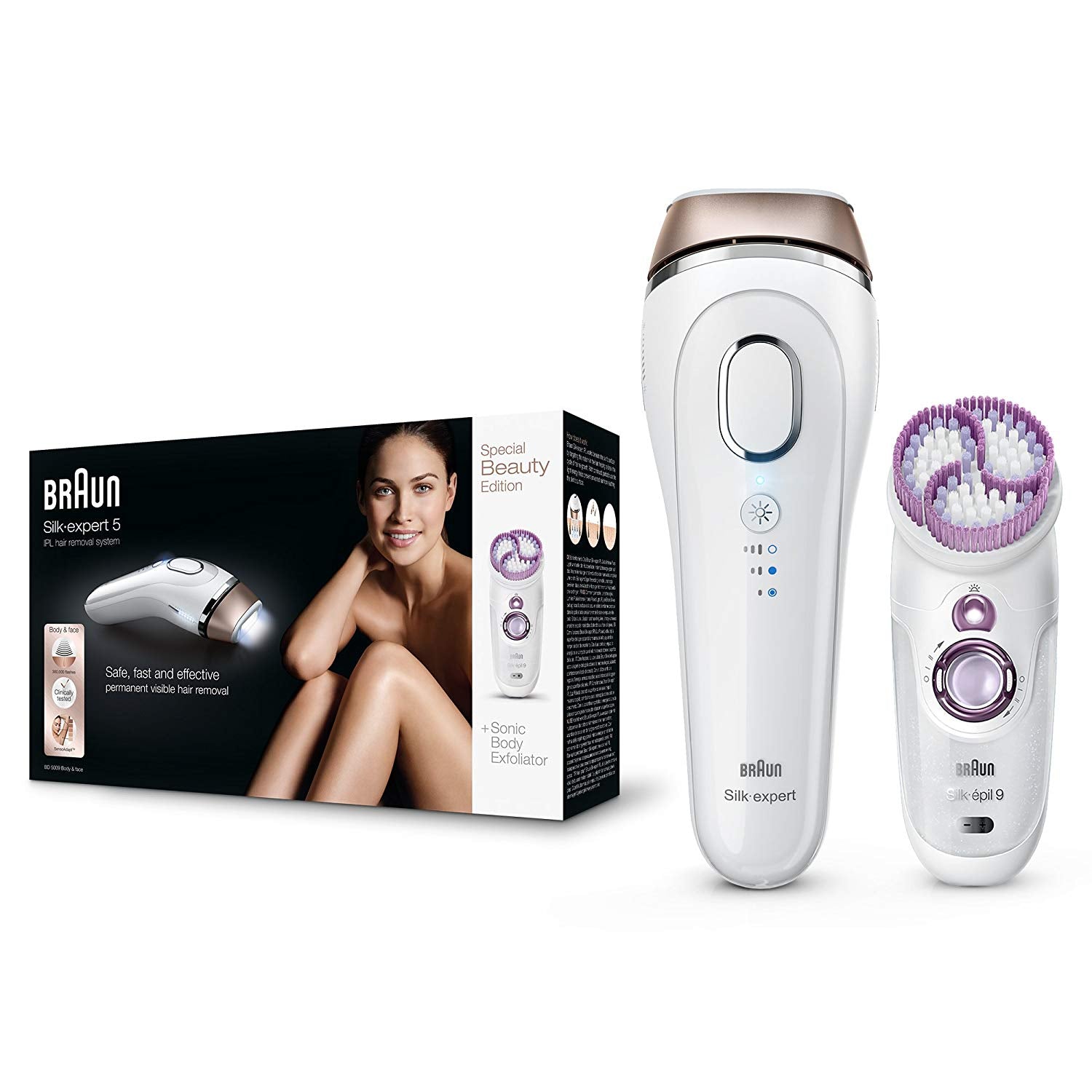Braun Silk-expert Permanent Hair Remover+SkinSpa Peelingbrush BD5009 IPL
