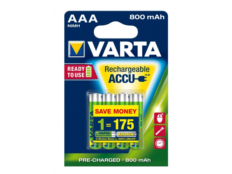 Varta Akku Micro AAA NiMH 800mAh Blister 1.2V. (4er Pack) 56703 101 404