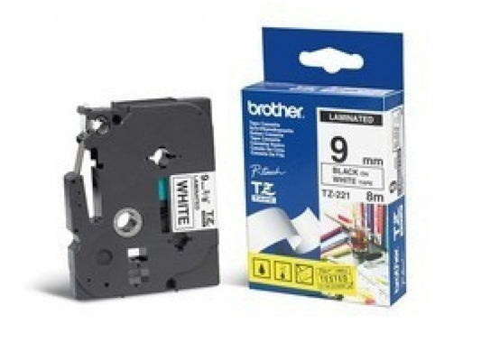 Brother TZe-221 Black on white TZe Inkjet Presentation box 9 mm 8 m TZE221