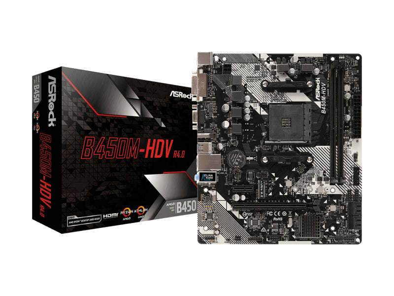 ASRock MB B450M-HDV R4.0 AM4 M-ATX D-Sub/HDMI/DVI DDR4 (90-MXB9N0-A0UAYZ)