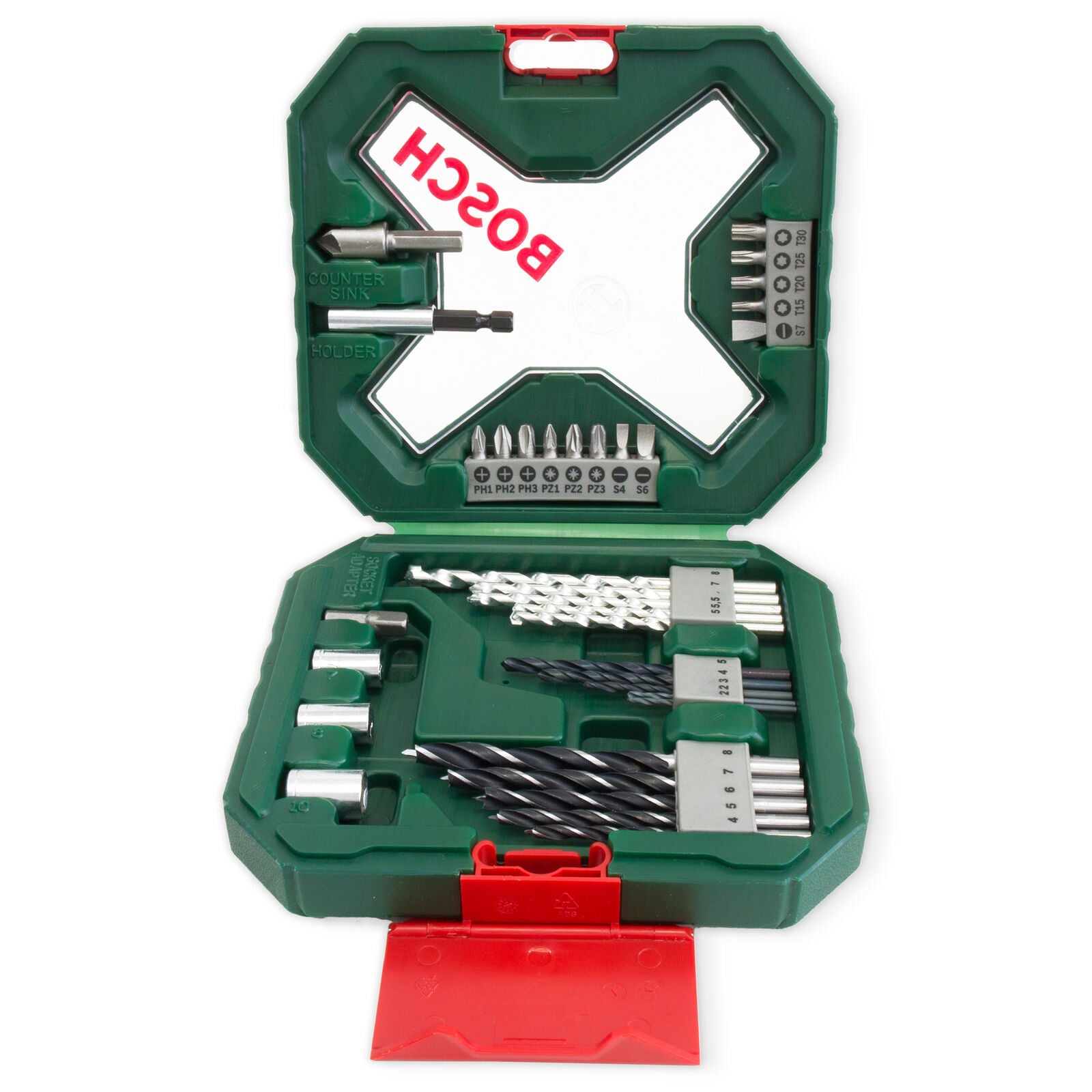 BOSCH X-Line drill /bit set/socket wrench set. 34 pcs. 2607010608