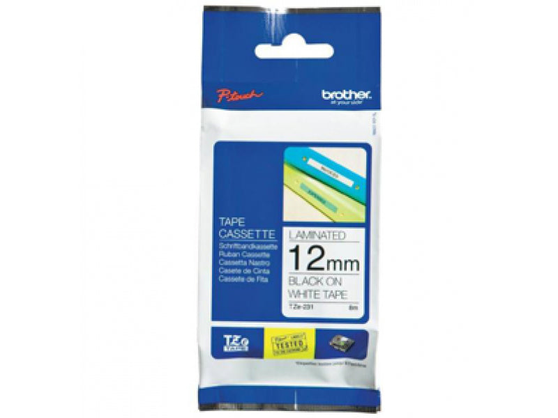Brother TZeN231 Schwarz auf Weiß - Rolle (1.2cm x 8m) TZEN231