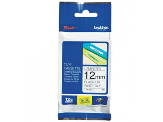 Brother TZeN231 Schwarz auf Weiß - Rolle (1.2cm x 8m) TZEN231