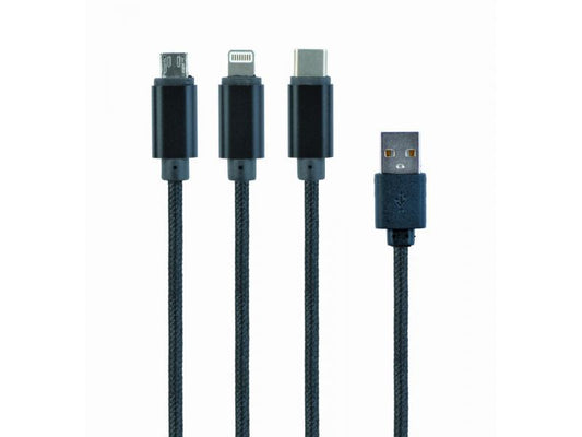 CableXpert 3-in-1 USB-Ladekabel. schwarz. 1m - CC-USB2-AM31-1M
