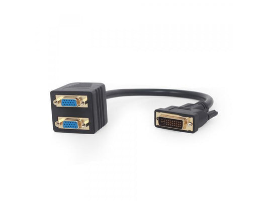 CableXpert DVI-I zu 2x VGA Splitter Kabel 0.3 m schwarz A-DVI-2VGA-01