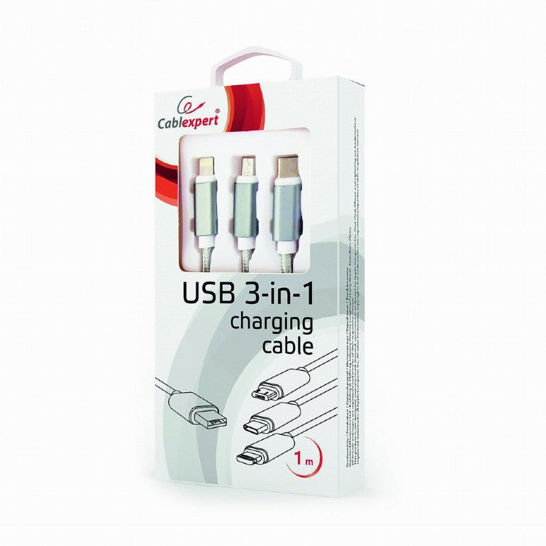 CableXpert 3-in-1 USB-Ladekabel 1m CC-USB2-AM31-1M-S