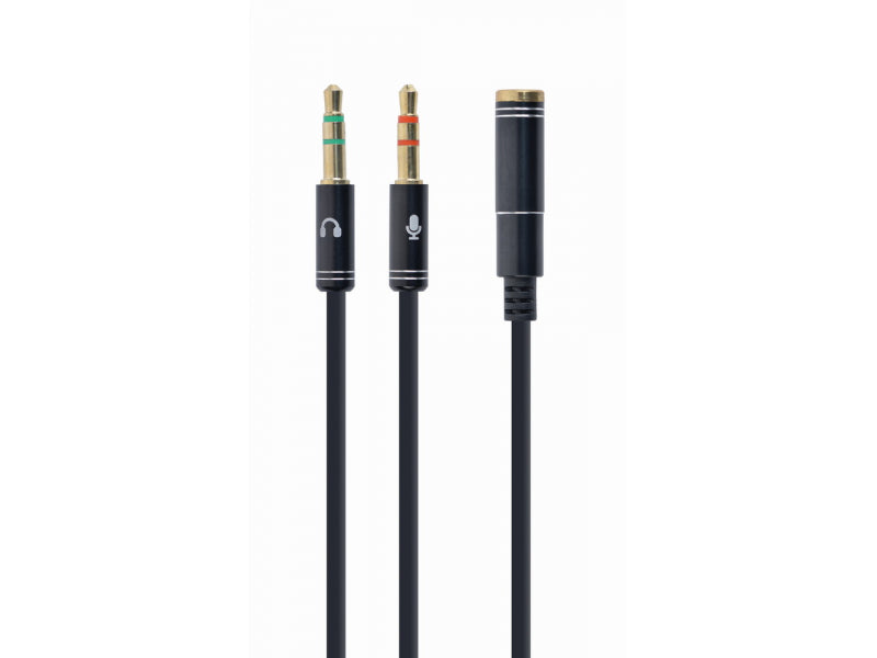 CableXpert 3.5 mm 4-Pin Stecker auf 2x 3.5 mm Stereo-Adapterkabel. black. Metallanschlüsse - CCA-418
