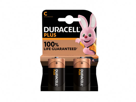 Battery Duracell Alkaline Plus Extra Life MN1400/LR14 Baby C (2-Pack)