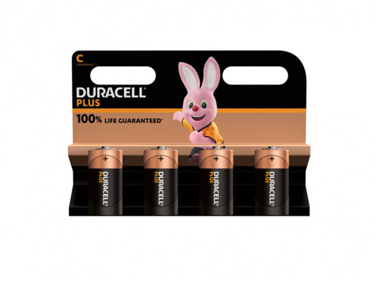 Battery Duracell Alkaline Plus Extra Life MN1400/LR14 Baby C (4-Pack)