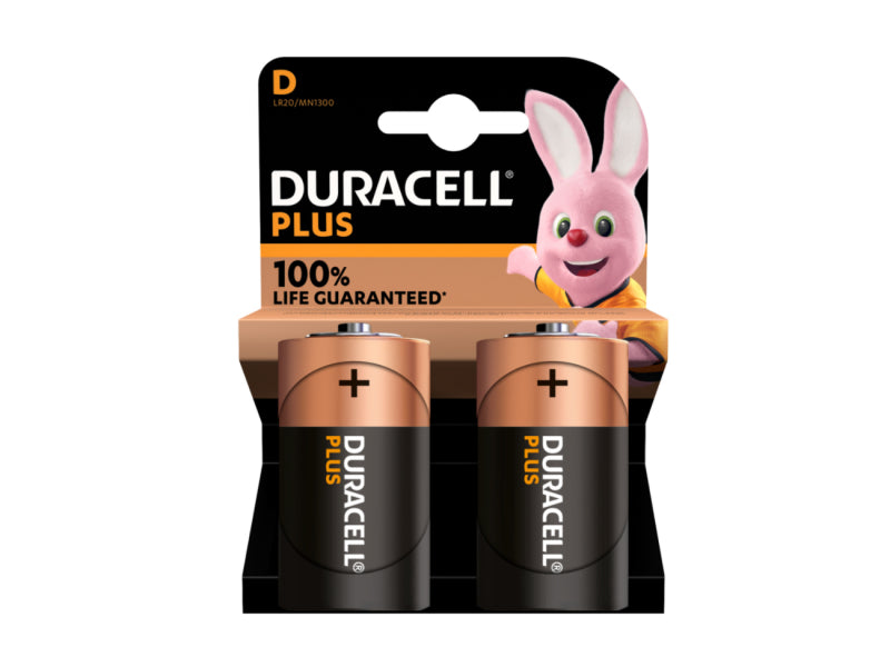 Battery Duracell Alkaline Plus Extra Life MN1300/LR20 Mono D (2-Pack)