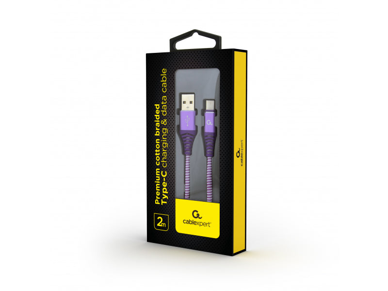 CableXpert 2m USB-A USB-C 2.0 480 Mbit/s Violett/Weiß CC-USB2B-AMCM-2M-PW
