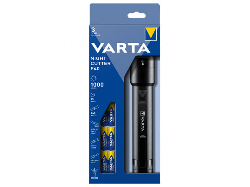 Varta LED Taschenlampe Night Cutter F40 inkl. 6x Battery Alkaline AA