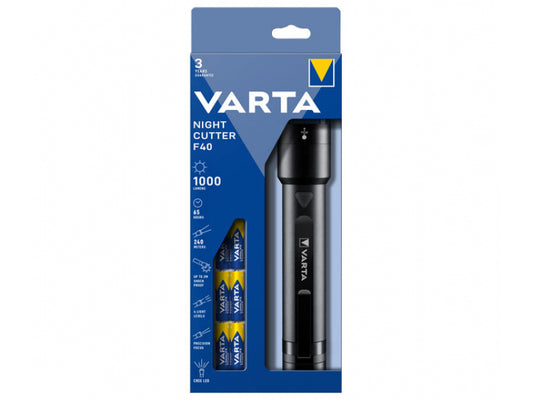 Varta LED Taschenlampe Night Cutter F40 inkl. 6x Battery Alkaline AA