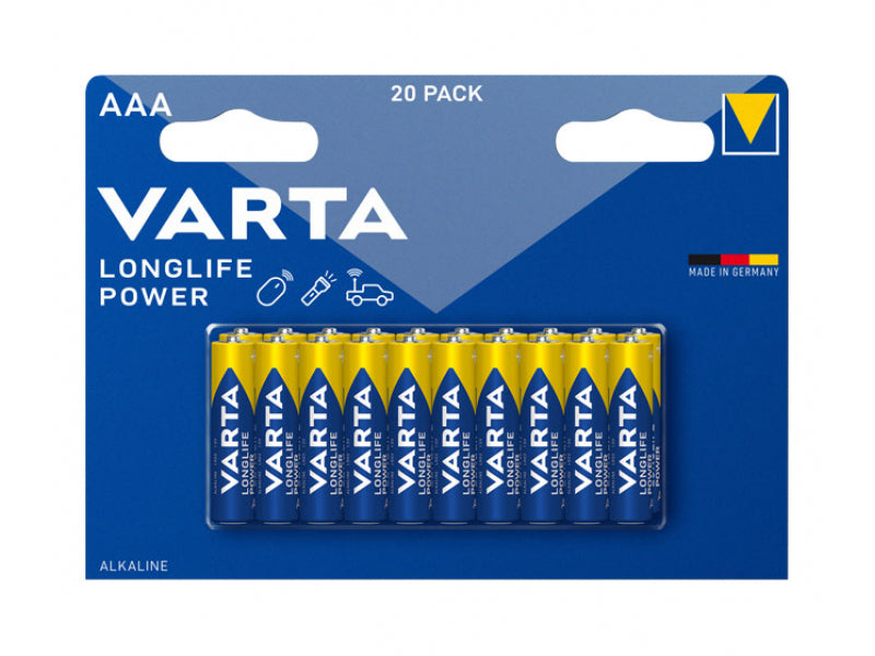 Varta Battery Alkaline. Micro. AAA. LR03. 1.5V Longlife Power (20-Pack)
