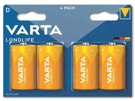 Varta Battery Alkaline. Mono. D. LR20. 1.5V - Longlife. Blister (4-Pack)