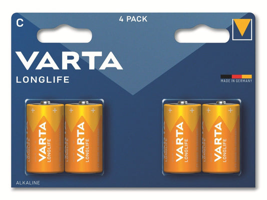Varta Battery Alkaline. Baby. C. LR14. 1.5V - Longlife. Blister (4-Pack)